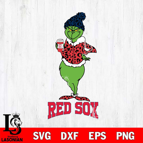 Boston Red Sox Grinch Leopard Coffee Svg Eps Dxf Png File, Digital Download, Instant Download