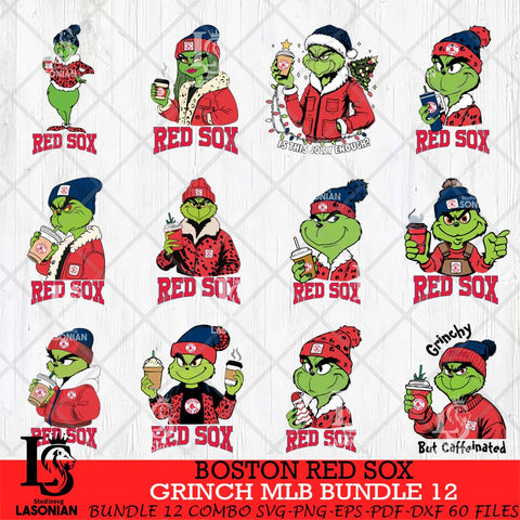 Boston Red Sox Grinch MLB Bundle 12 SVG Eps Dxf Png File, Digital Download, Instant Download