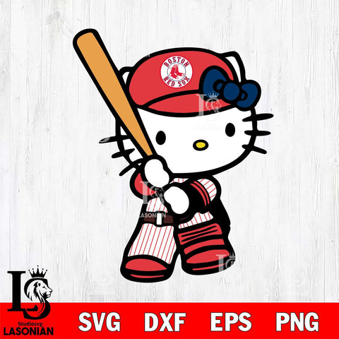 Boston Red Sox Hello Kitty 2 Svg Eps Dxf Png File, Digital Download, Instant Download