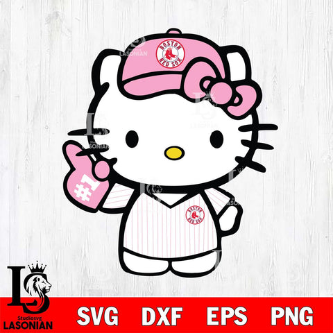 Boston Red Sox Hello Kitty Pink Baseball 10 Svg Eps Dxf Png File, MLB svg, Digital Download, Instant Download