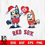 Boston Red Sox Love Bluey Christmas Svg Eps Dxf Png File, Digital Download