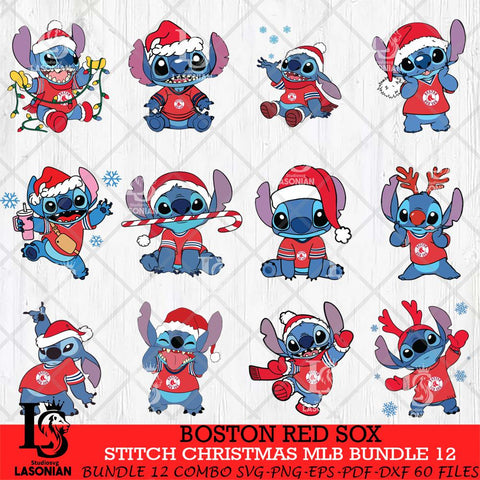 Boston Red Sox Stitch Christmas MLB Bundle 12 SVG DXF EPS PNG file, Cut file cricut, Instant Download