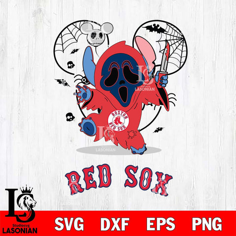 Boston Red Sox Stitch Ghost Face Halloween 2 Svg Eps Dxf Png File, Digital Download, Instant Download