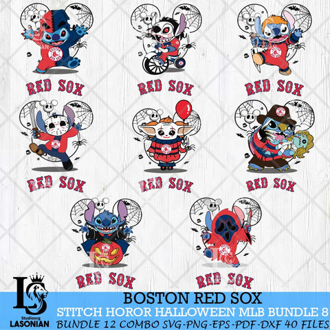 Boston Red Sox Stitch Halloween Bundle MLB Svg Eps Dxf Png File, Digital Download, Instant Download