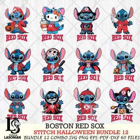 Boston Red Sox Stitch Horror Bundle 12 SVG Svg Eps Dxf Png File, MLB svg, Digital Download, Instant Download