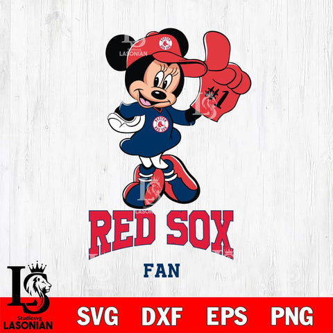 Boston Red Sox #1 Fan Minnie Mouse Svg Eps Dxf Png File, Digital Download, Instant Download