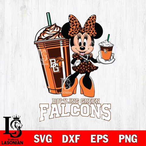 Bowling Green Falcons Minnie Mouse Fan And Coffee Svg Eps Dxf Png File, Digital Download, Instant Download