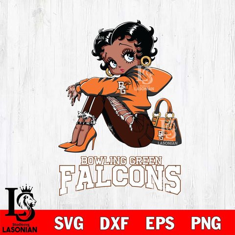 Bowling Green Falcons Betty Boop Black Fan Girl Svg Eps Dxf Png File, Digital Download, Instant Download