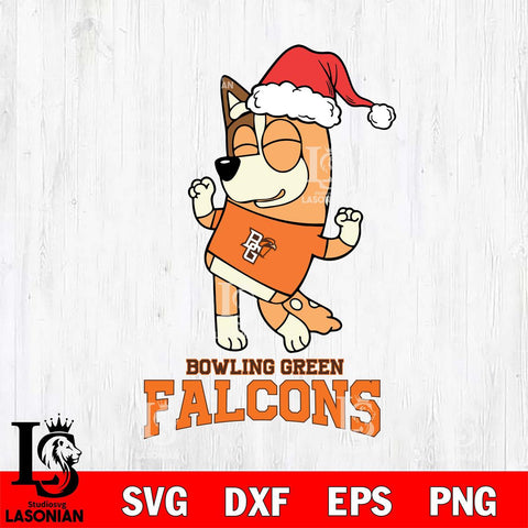 Bowling Green Falcons Bluey Chilli Happy Christmas Svg Eps Dxf Png File, Digital Download