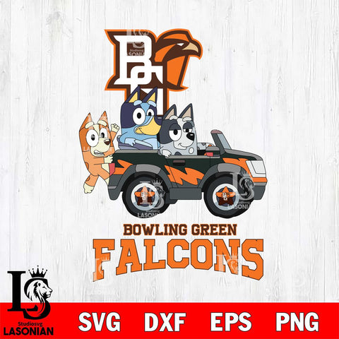 Bowling Green Falcons Bluey friends car Svg Eps Dxf Png File, NCAA svg, Digital Download, Instant Download