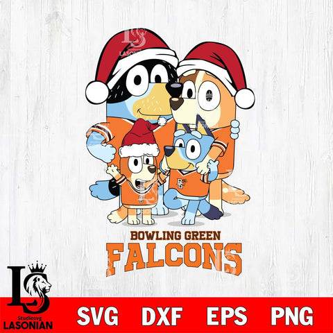 Bowling Green Falcons Christmas Bluey Family Sport Cut Files,Bluey Cricut,Christmas Svg , Bluey svg , Digital Download, dxf eps png pdf file