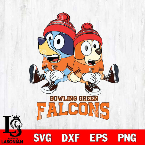 Bowling Green Falcons Christmas Bluey & Bingo Sit Cut Files,Bluey Cricut,Christmas Svg , Bluey svg , Digital Download, dxf eps png pdf file