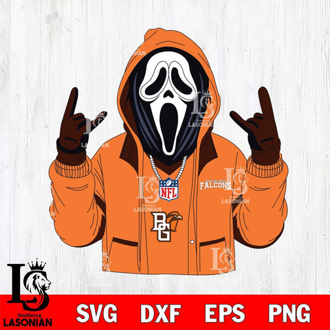 Bowling Green Falcons Ghostface Scream Football Halloween Svg Eps Dxf Png File, NCAA svg, Digital Download, Instant Download