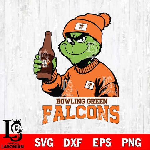 Bowling Green Falcons Grinch Drinking Beer Christmas Cut Files Cricut, Svg Dxf Eps Png file, Digital download , Silhouette