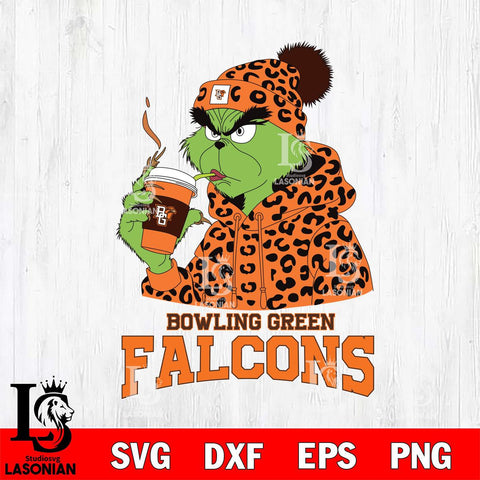 Bowling Green Falcons Grinch Leopard Christmas Cut Files Cricut, Svg Dxf Eps Png file, Digital download , Silhouette