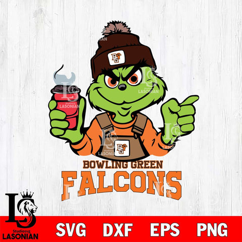 Bowling Green Falcons Grinch with coffee Svg Eps Dxf Png File, Digital Download, Instant Download