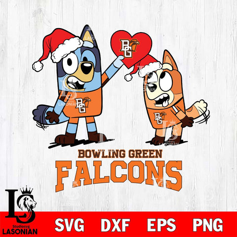 Bowling Green Falcons Love Bluey Christmas Svg Eps Dxf Png File, Digital Download