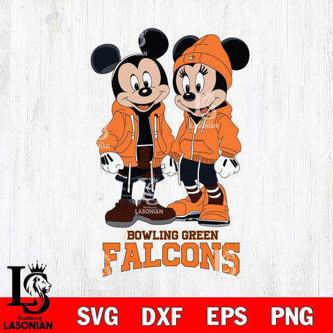 Bowling Green Falcons Mickey Minnie Mouse Rugby Svg Eps Dxf Png File, NCAA svg , File Cut , Digital Download , Instant Download, Cut Svg Files