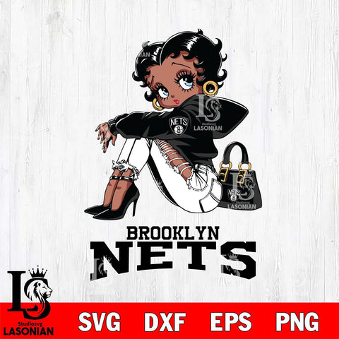 Brooklyn Nets Betty Boop Black Fan Girl Svg Eps Dxf Png File, Digital Download, Instant Download