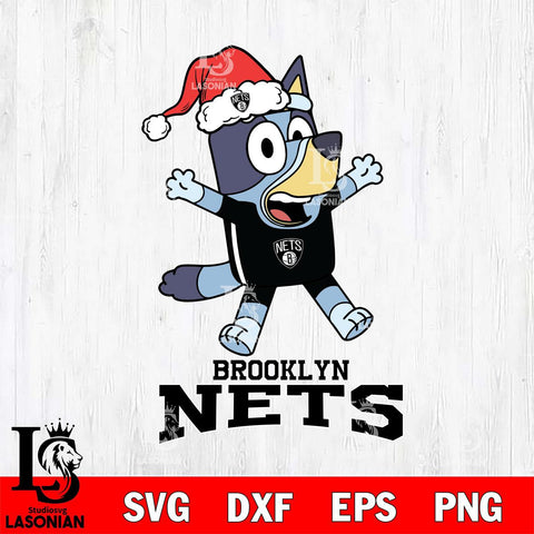 Brooklyn Nets Bluey Happy Christmas Svg Eps Dxf Png File, Digital Download