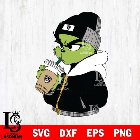 Brooklyn Nets Boujee Grinch 6 Svg Eps Dxf Png File, Digital Download, Instant Download