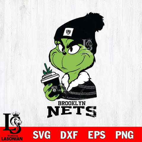 Brooklyn Nets Boujee Grinch Christmas Cut Files Cricut, Svg Dxf Eps Png file , Silhouette