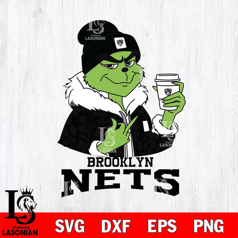 Brooklyn Nets Boujee Grinch Leopard Christmas Cut Files Cricut, Svg Dxf Eps Png file , Silhouette