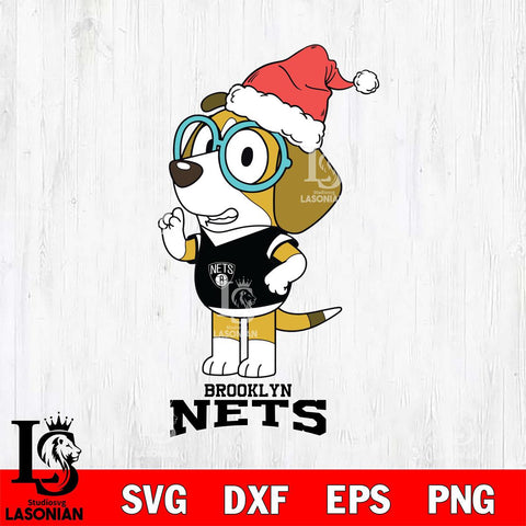 Brooklyn Nets Christmas Bluey Honey Sport Svg , Christmas Svg , Bluey svg , Digital Download, dxf eps png pdf file