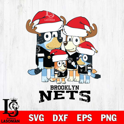 Brooklyn Nets Christmas Bluey Santa Family Svg , Christmas Svg , Bluey svg , Digital Download, dxf eps png pdf file