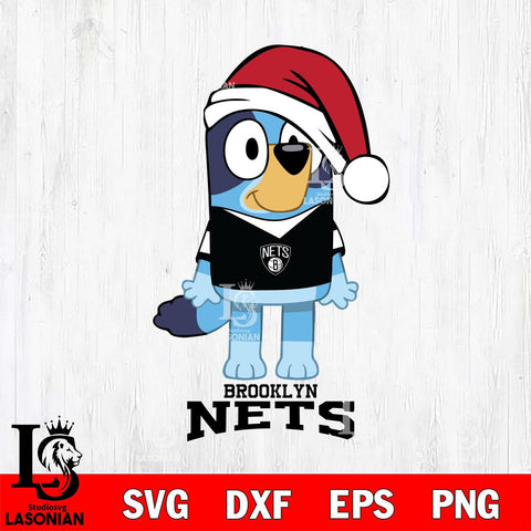 Brooklyn Nets Christmas Bluey Sport Svg , Christmas Svg , Bluey svg , Digital Download, dxf eps png pdf file