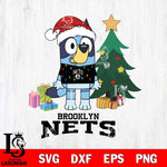 Brooklyn Nets Christmas Bluey Tree Sport Svg , Christmas Svg , Bluey svg , Digital Download, dxf eps png pdf file