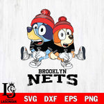 Brooklyn Nets Christmas Bluey & Bingo Sit Svg , Christmas Svg , Bluey svg , Digital Download, dxf eps png pdf file