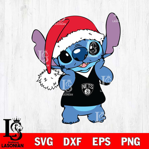 Brooklyn Nets Cute Stitch Christmas Svg Dxf Eps Png file, Digital download,Clipart, Cut Files Cricut , Silhouette