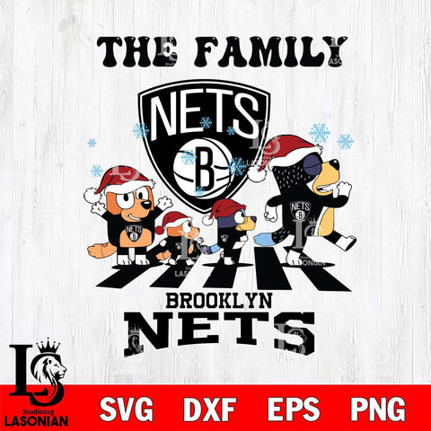 Brooklyn Nets Family Bluey Christmas Svg Eps Dxf Png File, Digital Download