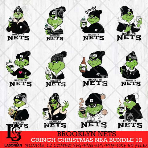 Brooklyn Nets Grinch Christmas NBA Bundle 12 Cut Files Cricut, Svg Dxf Eps Png file , Silhouette