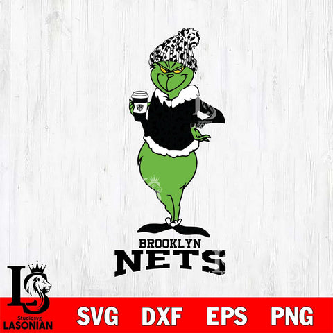 Brooklyn Nets Grinch Leopard Coffee Svg Eps Dxf Png File, Digital Download, Instant Download