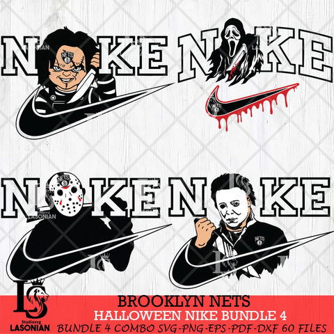 Brooklyn Nets Halloween Nike NBA Bundle 4 Svg Eps Dxf Png File, Digital Download, Instant Download