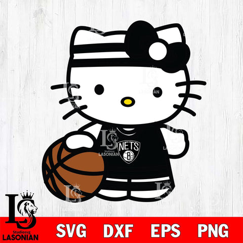 Brooklyn Nets Hello Kitty basketball 3 Svg Eps Dxf Png File, Digital Download, Instant Download