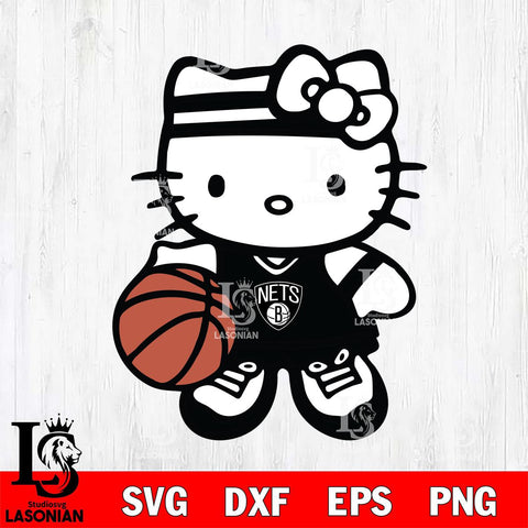 Brooklyn Nets Hello Kitty basketball Svg Eps Dxf Png File, Digital Download, Instant Download