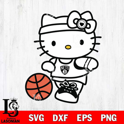 Brooklyn Nets Hello Kitty basketball 4 Svg Eps Dxf Png File, Digital Download, Instant Download