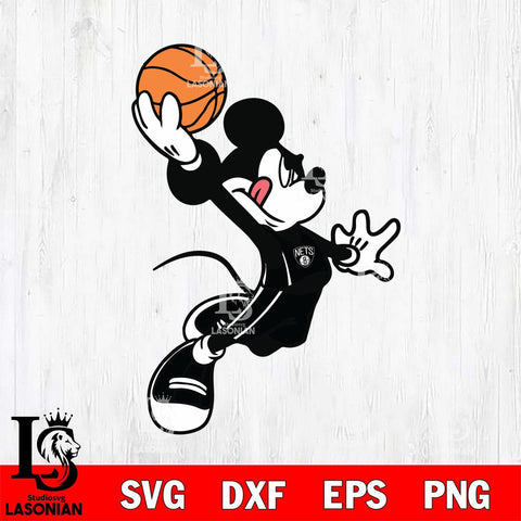 Brooklyn Nets Mickey NBA basketball Svg Eps Dxf Png File, Digital Download, Instant Download