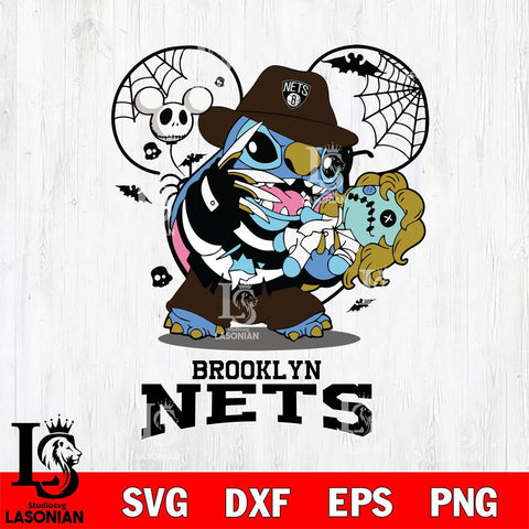 Brooklyn Nets Stitch Freddy Krueger Halloween Svg Eps Dxf Png File, Digital Download, Instant Download