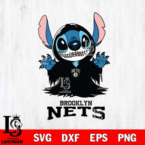 Brooklyn Nets Stitch Ghost Svg Eps Dxf Png File, NBA svg, Digital Download, Instant Download