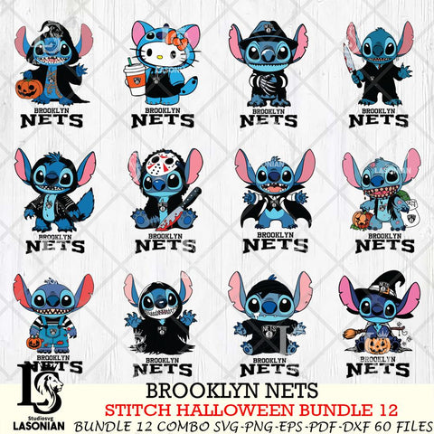 Brooklyn Nets Stitch Horror Bundle 12 SVG Svg Eps Dxf Png File, Bundle NBA svg, Digital Download, Instant Download