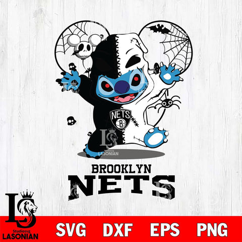 Brooklyn Nets Stitch Horror Halloween 2 Svg Eps Dxf Png File, Digital Download, Instant Download