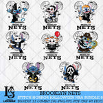 Brooklyn Nets Stitch Horror Halloween NBA Bundle Svg Eps Dxf Png File, Digital Download, Instant Download