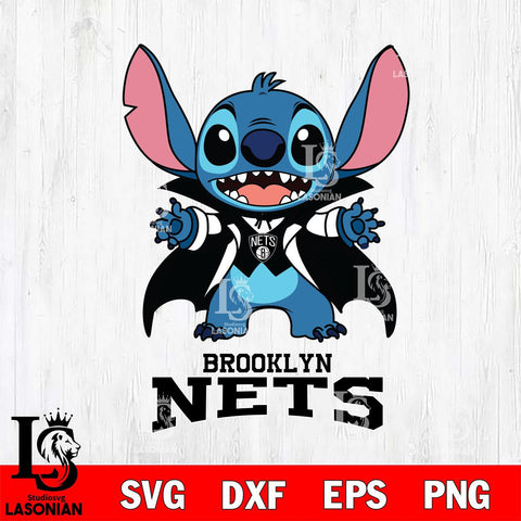 Brooklyn Nets Stitch Vampire halloween Svg Eps Dxf Png File, NBA svg, Digital Download, Instant Download