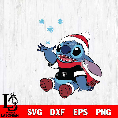 Brooklyn Nets Stitch Wearing Winter Scarf Svg Dxf Eps Png file, Digital download,Clipart, Cut Files Cricut , Silhouette