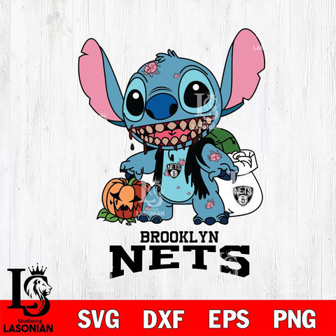 Brooklyn Nets Stitch Zombie Svg Eps Dxf Png File, NBA svg, Digital Download, Instant Download