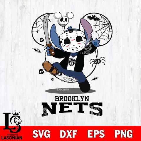 Brooklyn Nets Stitch jason voorhees Halloween Svg Eps Dxf Png File, Digital Download, Instant Download